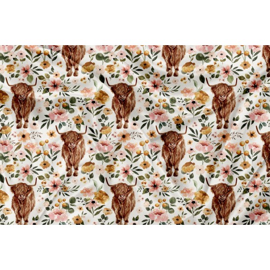 Printed DBP Vache Highland Floral - PRINT IN QUEBEC IN OUR WORKSHOP